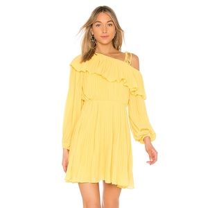 Endless Rose Pleated one shoulder dress in Lemon